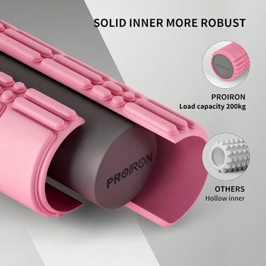 Масажний ролик PROIRON 42x13,5 см, з повітряною подушкою, рожевий, з рельєфними виступами для глибокого масажу та зняття болю, міцний проти деформації