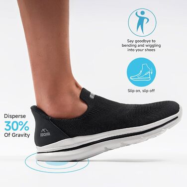 Чоловічі кросівки Slip-On без шнурівків: Outdoor, спортивні, для бігу, легкі, дихаючі, чорні, 43 EU