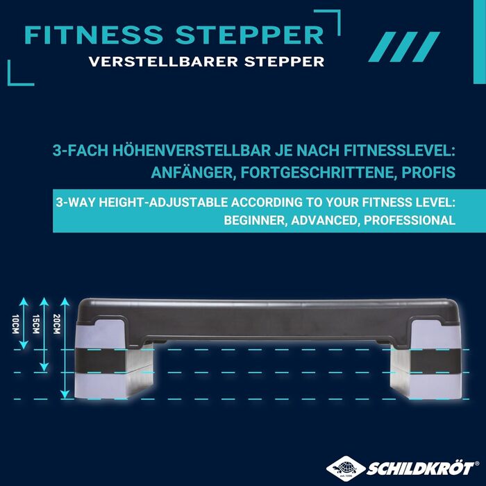 Аеробний степпер Schildkröt Fitness, 3-рівневе регулювання висоти, нековзка поверхня, гумові ніжки, навантаження до 150 кг, для дому