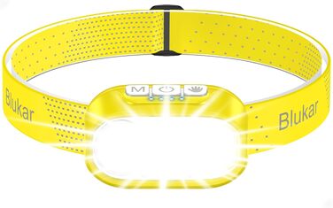 Кепка-ліхтар Blukar LED з 2 колірними температурами, перезарядна, 2000L, супер яскрава, з регулюванням яскравості та червоним світлом, з датчиком, 12 режимів, водонепроникна, 30+ годин роботи для відключень електроенергії/кемпінгу/бігу (жовта)