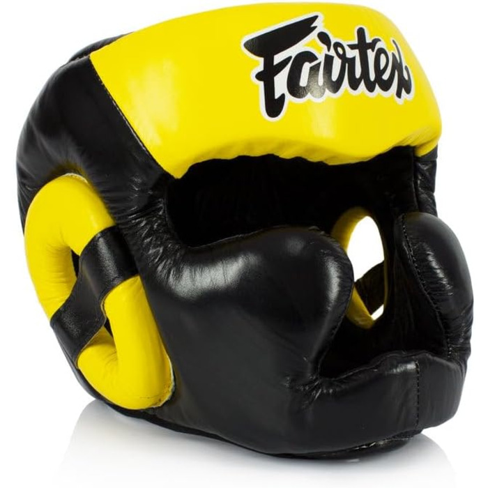 Кінцева захист голови Fairtex Super Sparring Boxen Leder (Hg13 Full Head, Чорний/Жовтий, L)