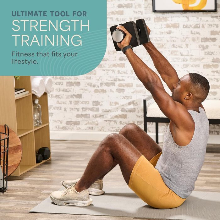 LifePro Регульована гантель - зміна ваги від 1,8 до 40,8 кг, для дому та спортзалу, компактний дизайн, чорний колір
