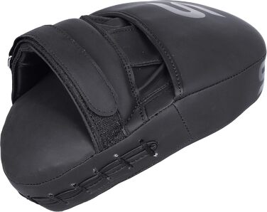 SAWANS® Box Fokus Pads з гаками та рукавичками для удару, штучна шкіра, кікбоксинг, MMA, вигнута рука, щит для ударів, цільові подушки, бойовий спорт, тренування Муай-Тай (матова чорна)