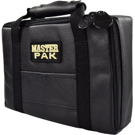 Дартс-кейс Karella Master Pak для 3 комплектів, шкіряний, чорний, з відділеннями для аксесуарів