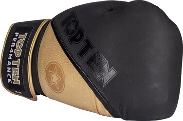 Боксерські рукавички TOP TEN '4Select' з натуральної шкіри (Золото-Чорний, 12 oz)