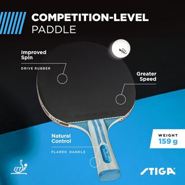 Набір для настільного тенісу STIGA Summit: 5-шарова легка лопатка, губка 2 мм, сертифікована для турнірів, ергономічна ручка
