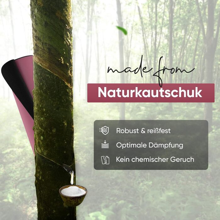 YOGALABS® Преміум йога-мат STUDIO 185×68×0,4 см, екстра великий, ремінь у комплекті, ECO PU та натуральний каучук, антиковзка поверхня, для йоги, гімнастики та пілатесу, 100% екологічний, без шкідливих речовин, бузковий