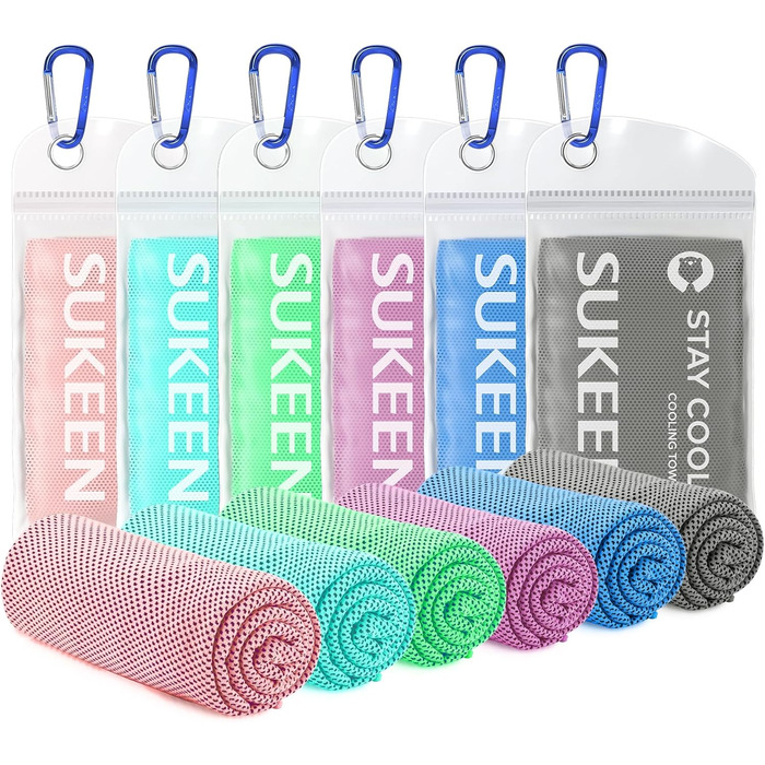 Охолоджуючий рушник Sukeen (101,6 x 30,5 см) – мікрофібра для йоги, спорту, фітнесу, тренувань, кемпінгу. Різні кольори