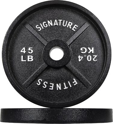 Олімпійський диск Signature Fitness, чавунний, 20,4 кг, 51 мм, з електронним покриттям