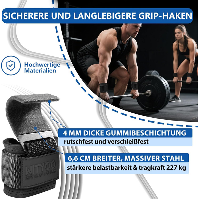 Навантажувальні петлі для важкої атлетики Zughilfen, фітнесу та пауерліфтингу, чорні. Підходять для чоловіків та жінок, для силового тренування, кросфіту та важкої атлетики.