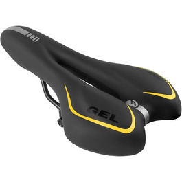 Велосипедне сідло MSDADA Gel MTB: зручне, ергономічне, водонепроникне для MTB, BMX, шосе, міських велосипедів (чорний/жовтий)