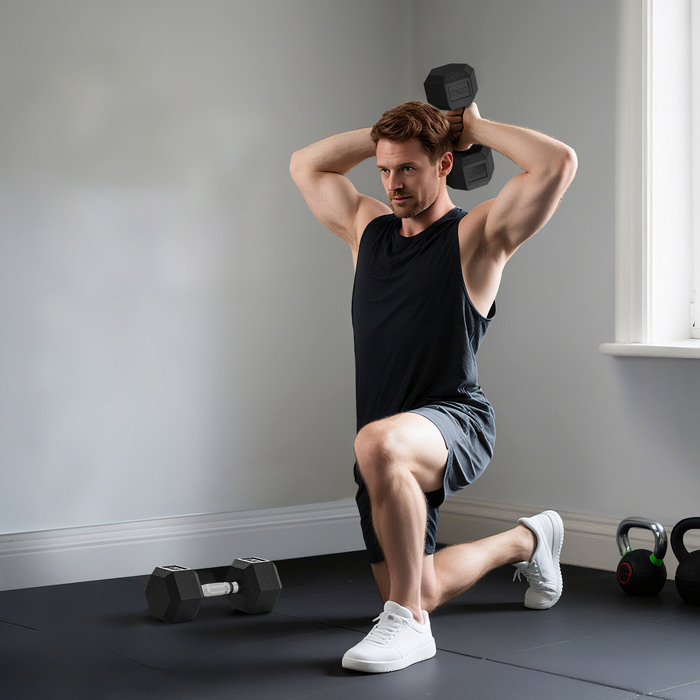 HOMCOM Штанги з рифленими ручками, гантелі з чавуну, 2 x 20 кг для дому, фітнес-клубу, силових тренувань