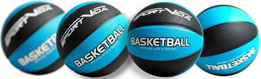 М'яч для баскетболу SportVida, розмір 7 - для гри в приміщенні та на вулиці, з преміум-шкіри PU, антиковзкий, для вулиці та залу, офіційний розмір (75-78 см), чорно-синій