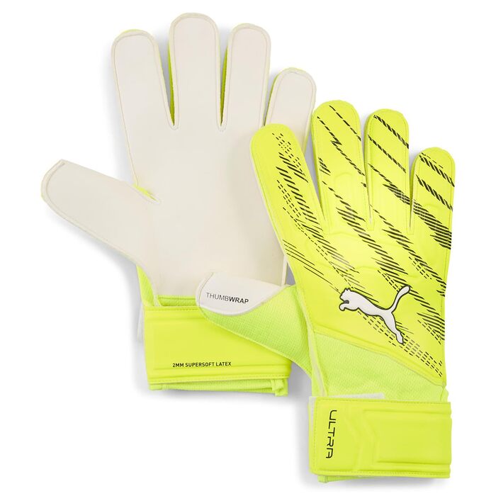 Воротарські рукавиці Puma Ultra Play RC, унісекс, чорно-сірі, розмір 10 (UK), жовтий/чорний