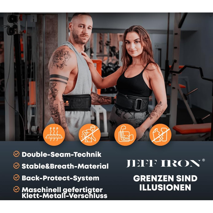 Пояс для важкої атлетики Jeff Iron для чоловіків і жінок, з напульсниками – фітнес-ремінь, аксесуари для тренажерного залу, пояс для діпів, каллістеніка, напульсники, ліфтерський пояс