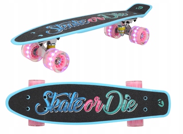 Скейтборд Aurora Classic (56 см x 14,5 см, 60 мм), багатоколірний, з LED-підсвіткою