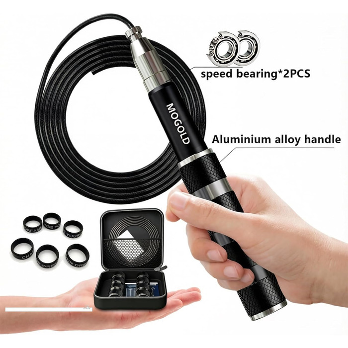 Стрибальний скакалка Speed Jump Rope для фітнесу, боксу та кардіо, складана з PVC-тросом, чорна