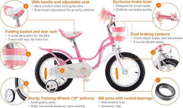 Дитячий велосипед Royal Baby Little Swan з додатковими колесами для дівчаток, 12, 14, 16, 18 дюймів, від 3 до 10 років