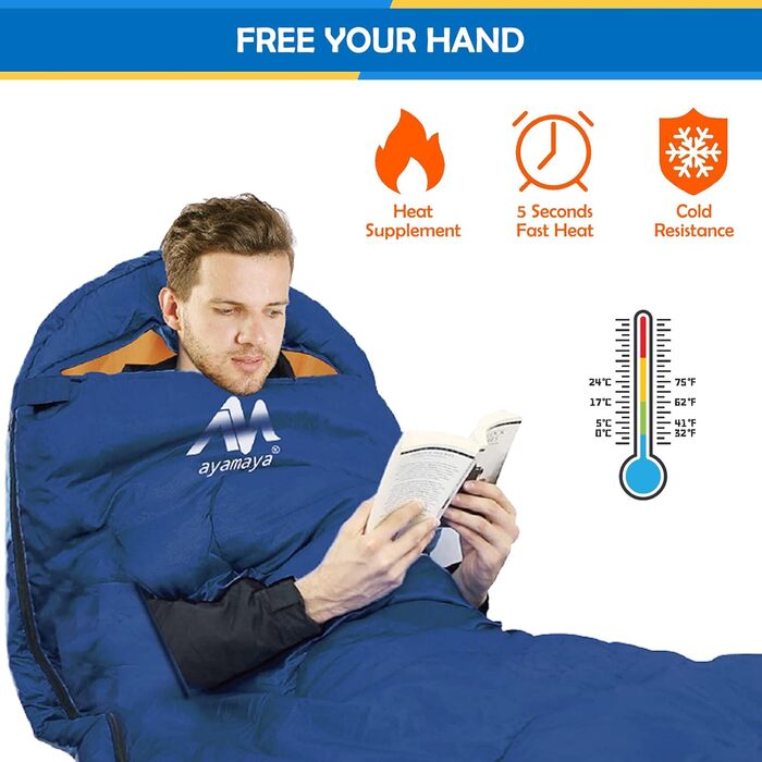 Спальний мішок Outdoor Deckenschlafsack Koppelbar, 5-15°C, 220x80 см для дорослих. Підходить для кемпінгу, трекінгу, риболовлі, подорожей. Водонепроникний, 3-сезонний, з можливістю з'єднання. Ліва блискавка.