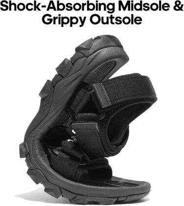 Чоловічі літні сандалії NORTIV 8 для туризму та спорту, Outdoor, пляжні сандалії, чорний колір, 45 EU