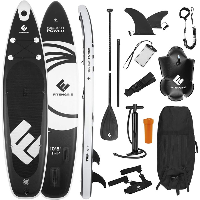 Надувна SUP-дошка FitEngine Allrounder 12', 365 см, комплект: весло, насос, drybag, чохол для телефону, drop-stitch технологія, універсальна для дітей і дорослих