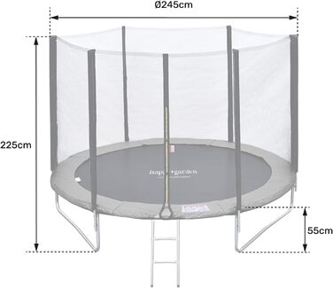 Преміум батут Pack, діаметр 245 см, з сіткою безпеки, сходами, захисним тентом та комплектом кріплень