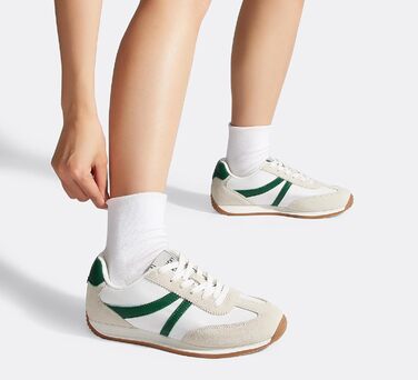 Жіночі ретро-кросівки LUCKY STEP - біло-зелені, 41 EU. Зручні повсякденні кросівки з протиковзкою підошвою та дихаючою підкладкою для міста