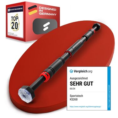 Турнік для дверей Sportstech KS260/270, до 200 кг, без свердління, регульований, для дому, калістеніка