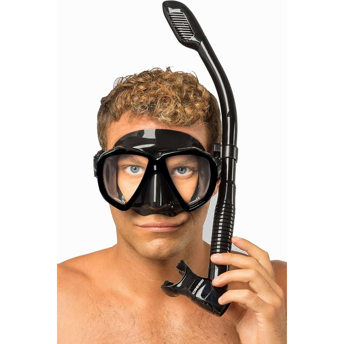 Набір для снорклінгу Cressi Ranger & Dry: маска, трубка, екіпірування, чорний колір