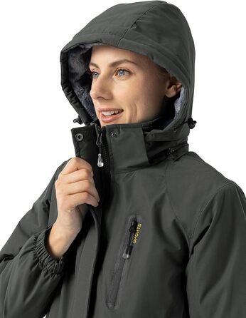 Зимова куртка Daen Outdoor: вітронепроникна, водонепроникна Softshell з флісовою підкладкою, для катання на лижах, функціональна, з капюшоном (M, темно-сірий)