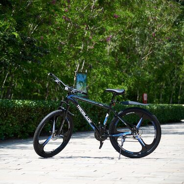 Гірський велосипед MTB 24 дюйми, 21 швидкість Shimano, амортизаційний Hardtail, дискові гальма, чорно-синій