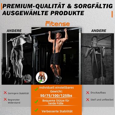 Смуги опору для підтягувань Klimmzughilfe, 50-350lbs, регульований опір та висота, з підставкою для ніг, чорні