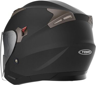 Мотоциклетний шолом YEMA YM-627 чорний матовий з подвійним візором і сонцезахисним козирком, ECE, для жінок та чоловіків