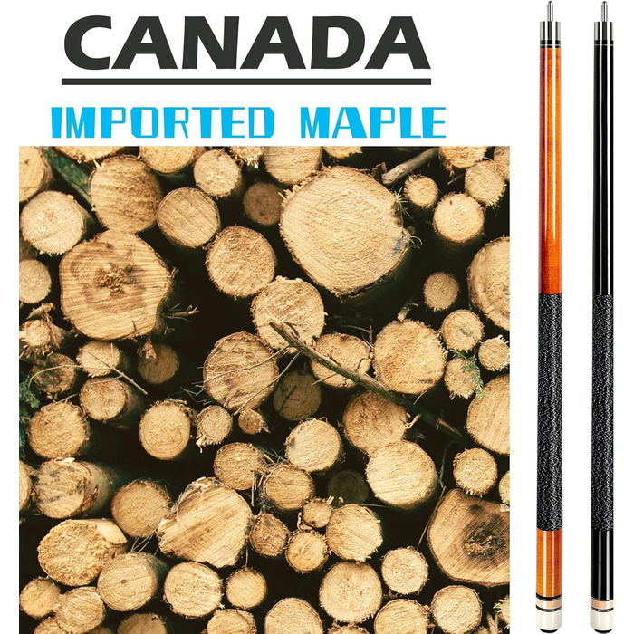 AKLOT Pool Queue: професійні кийки для більярдного столу з канадського клена, 58 дюймів, 18-21 oz, 2 шт.