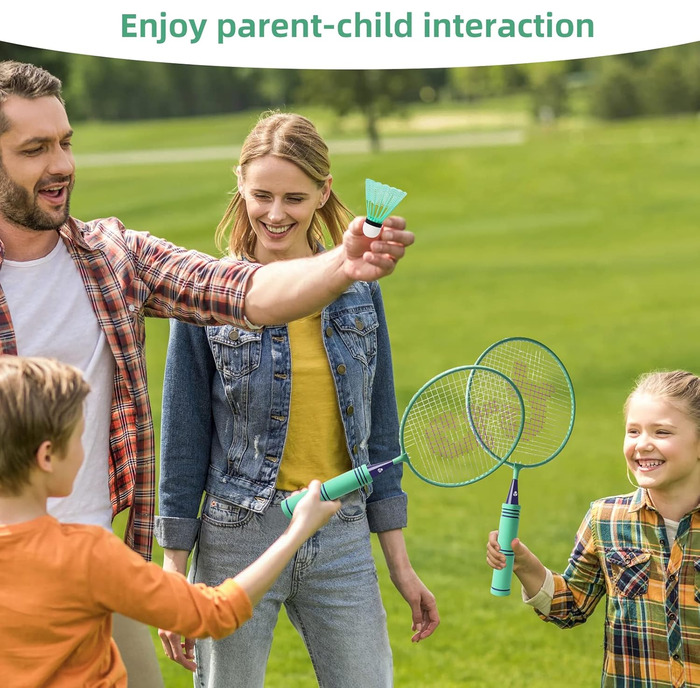Набір для бадмінтона QKTYB для дітей від 4 до 8 років, легкий сплав, для початківців, з сумкою, зелений