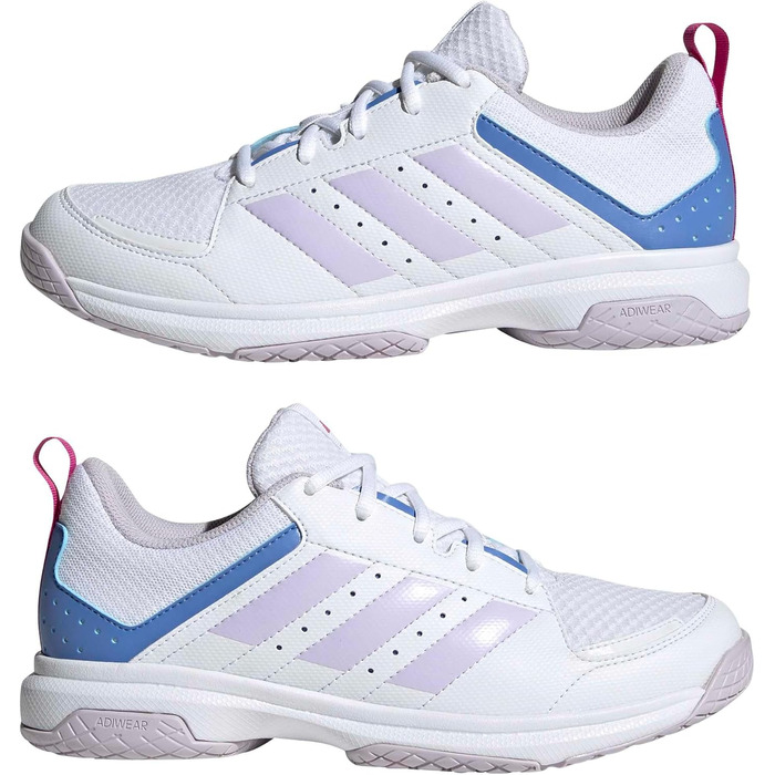 Жіночі кросівки Adidas Ligra 7 Indoor для залу (48 EU, білий, сріблястий, синій)