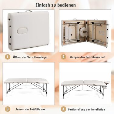 Масажний стіл Costway з алюмінієвого сплаву 70 см, 2-рівневий складний масажний стіл з сумкою, знімні підголовник та підлокітники, регульована висота для фізіотерапії та масажу