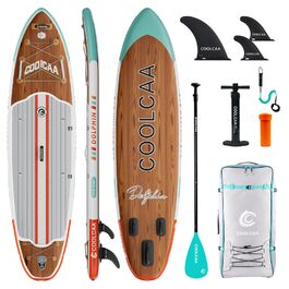 SUP-дошка COOLCAA 355 см надувна для плавання та риболовлі, вантажопідйомність 222 кг, з аксесуарами та сумкою-переноскою