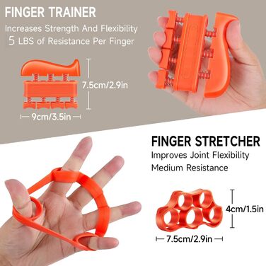 Набір для тренування рук Flintronic: тренажер зап'ястя з лічильником, регулювання ваги 5-60 кг, фітнес, альпінізм, силові тренування, реабілітація рук. Оранжевий, 5 шт.