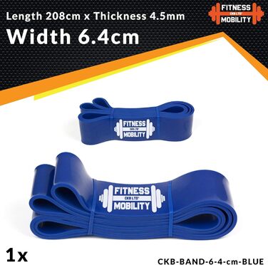 Професійна латексна фітнес-стрічка CKB LTD® 6.4 см, синя, 60-150 фунтів для тренувань, бодібілдингу, йоги, кросфіту, підтягувань і каллістеніки, універсальна для чоловіків і жінок