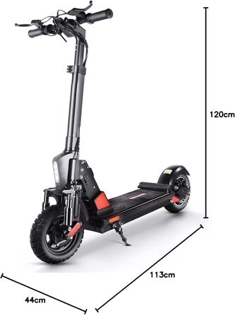 Електросамокат для дорослих з великою дальністю, складаний E-Scooter з гудком, LCD-екраном, LED-поворотниками, 10-дюймовими пневматичними колесами