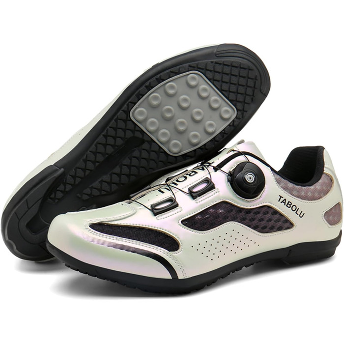 Чоловічі велосипедні туфлі для MTB та шосе, без засуву, срібного кольору (47 EU)