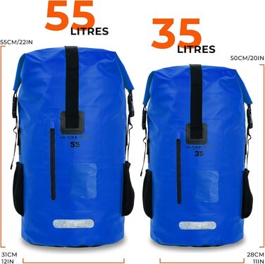 Водонепроникний рюкзак Dry Bag преміум-класу 35/55L, мішок для телефону, ідеальний для водних видів спорту, походів, риболовлі та кемпінгу (Блакитний)