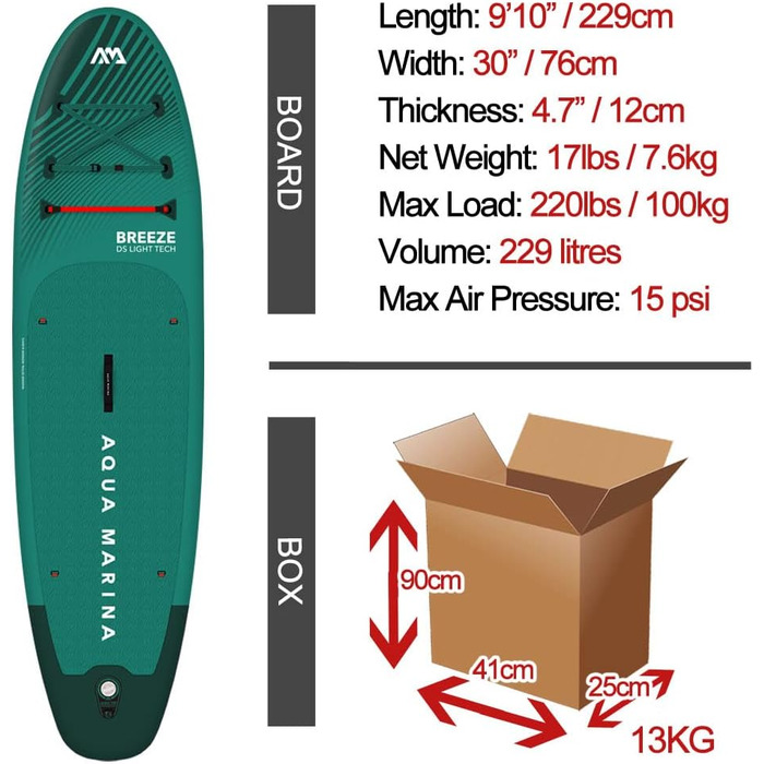 Надувна SUP-дошка Aqua Marina Breeze 300 см, зелена, комплект