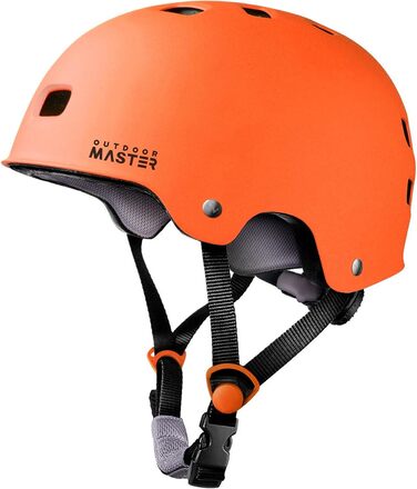 Шолом для скейтборду та велосипеда OutdoorMaster, мультиспорт, з двома змінними підкладками, вентиляцією, для дітей, підлітків і дорослих, помаранчевий, розмір L