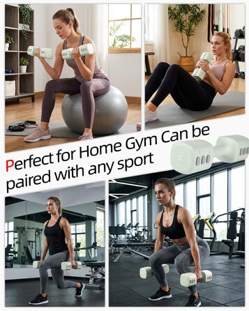 Набір гантелей Abahub 4-в-1: регульовані штанги для дому, фітнесу та силових тренувань. Підходить для жінок та початківців, вага 1-2.5 кг (зелені)