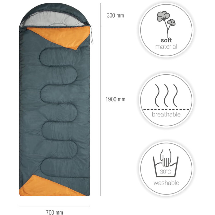 Спальний мішок Paco Home для дорослих та дітей: комфортний, дихаючий, для кемпінгу та подорожей (220x70x6 см, Антрацит)