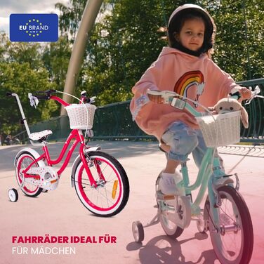 Дитяче велосипед Sun Baby Heart Bike 12/14/16 дюймів, знімний ручка-штовхач, для дівчаток 2-6 років (полуниця, 16 дюймів)