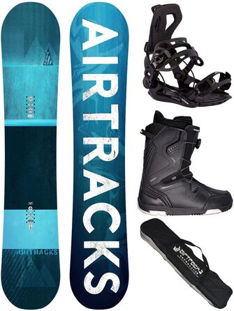 Сноуборд-комплект AIRTRACKS Drifter Wide Hybrid Rocker 160 см з кріпленнями Master, черевиками Strong Atop 46 та сумкою, синій