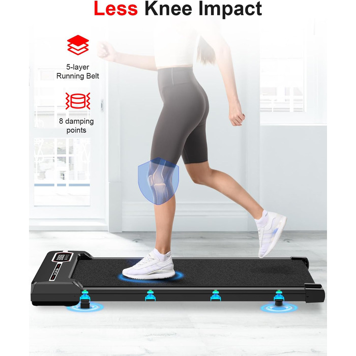 Walking Pad Dskeuzeew 2 в 1 - біговий килимок для дому, електричний, з LED-дисплеєм та пультом керування, чорний
